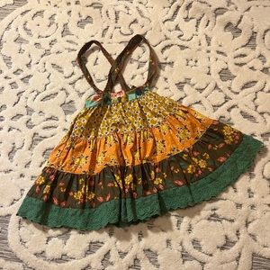 Wild Flower | Skirt with hidden pockets & button halter straps | Size 6